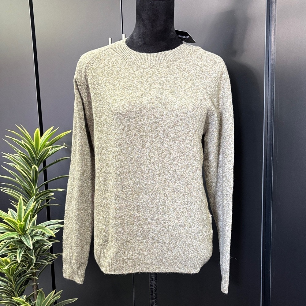 Permanent Wool Blend Pullover Sweater,rib knit cuff/waist/neck,soft winter warm